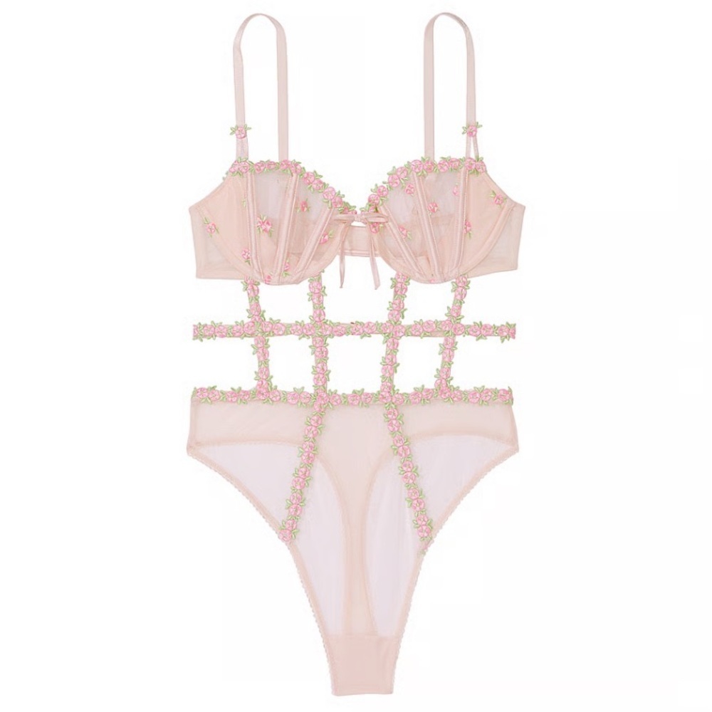 New! Victoria's Secret Wicked Unlined Lace Teddy Pink Fizz 45825